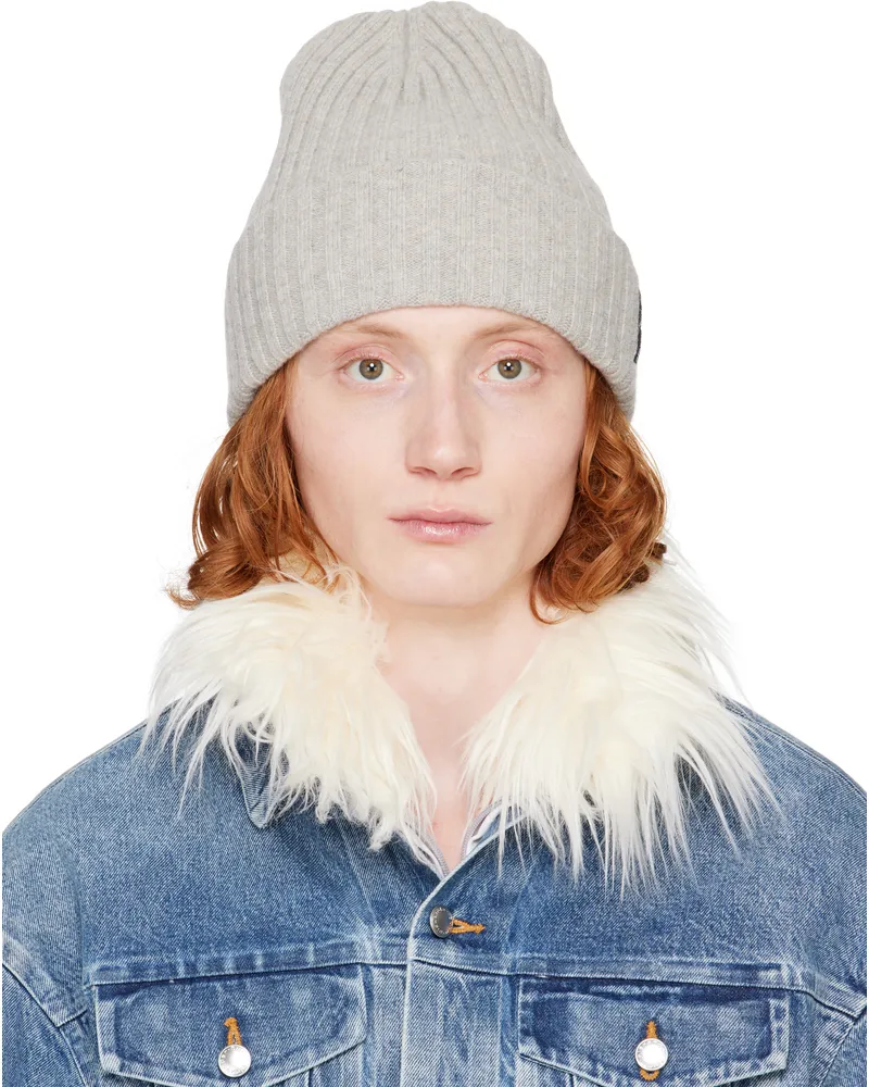 Alexander Wang Gray Ribbed Beanie Heather