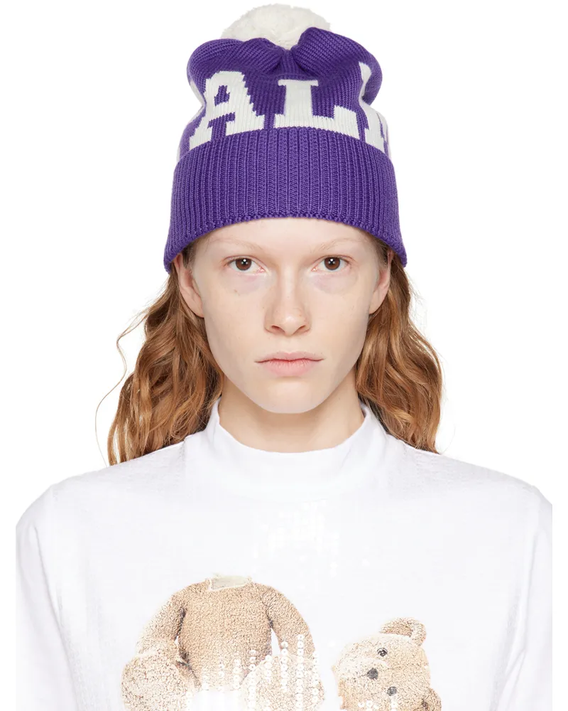 Palm Angels Purple Pom-Pon Beanie Purple