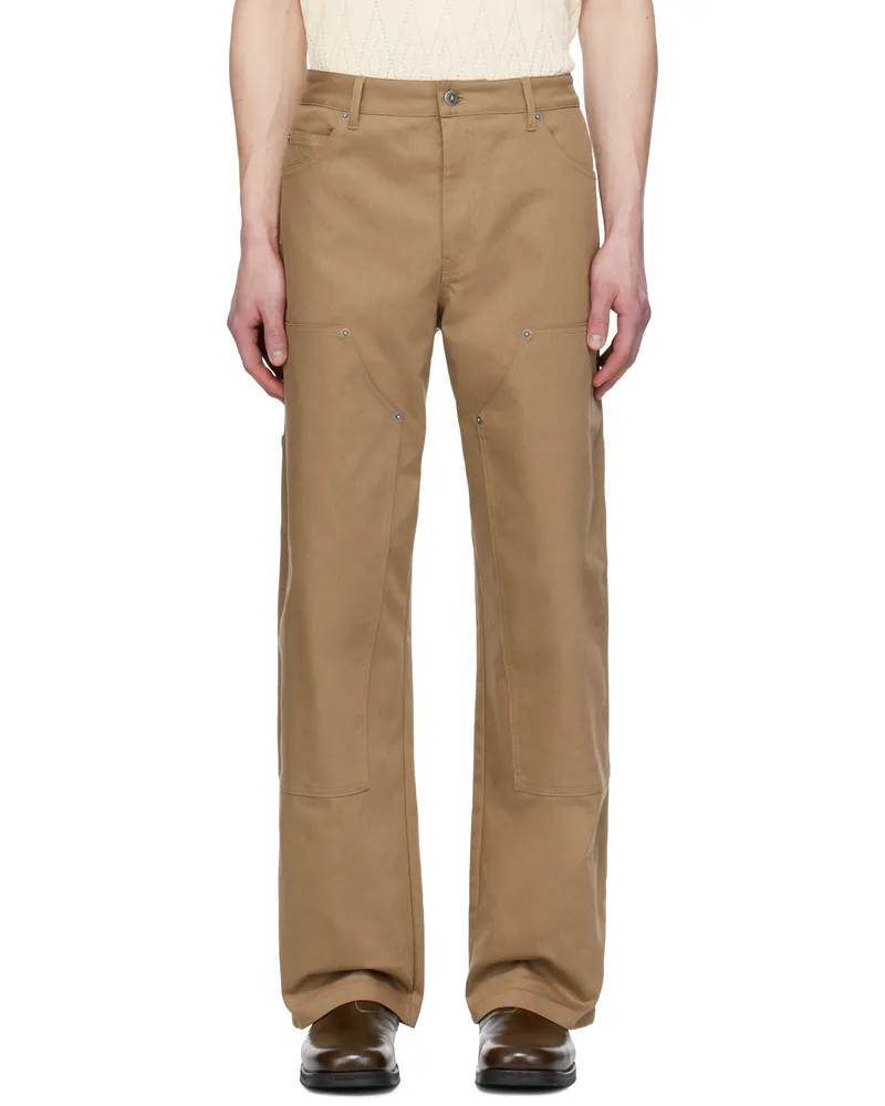 Golden Goose Tan Patch Trousers Khaki