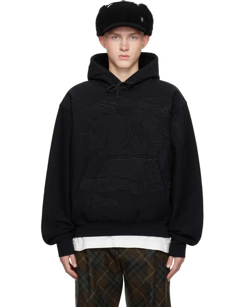 Burberry Black Embroidered EKD Hoodie Black