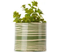 Green & White Ceramic Planter