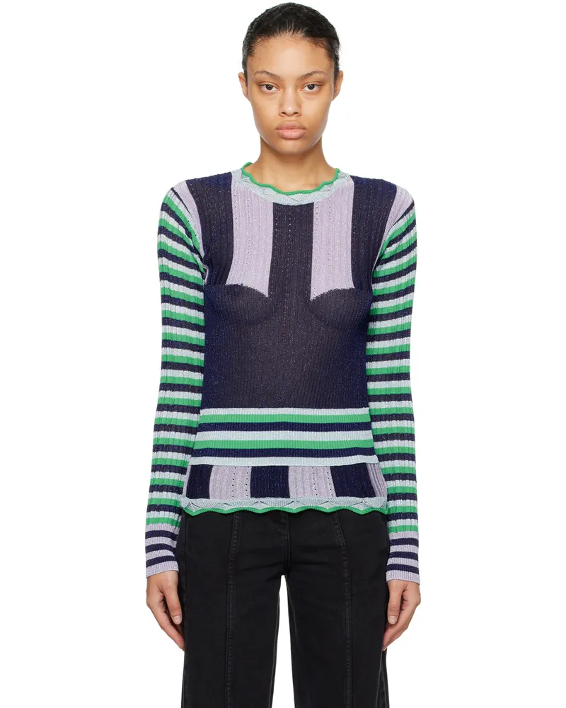 Henrik Vibskov Blue & Purple Block Sweater Blue