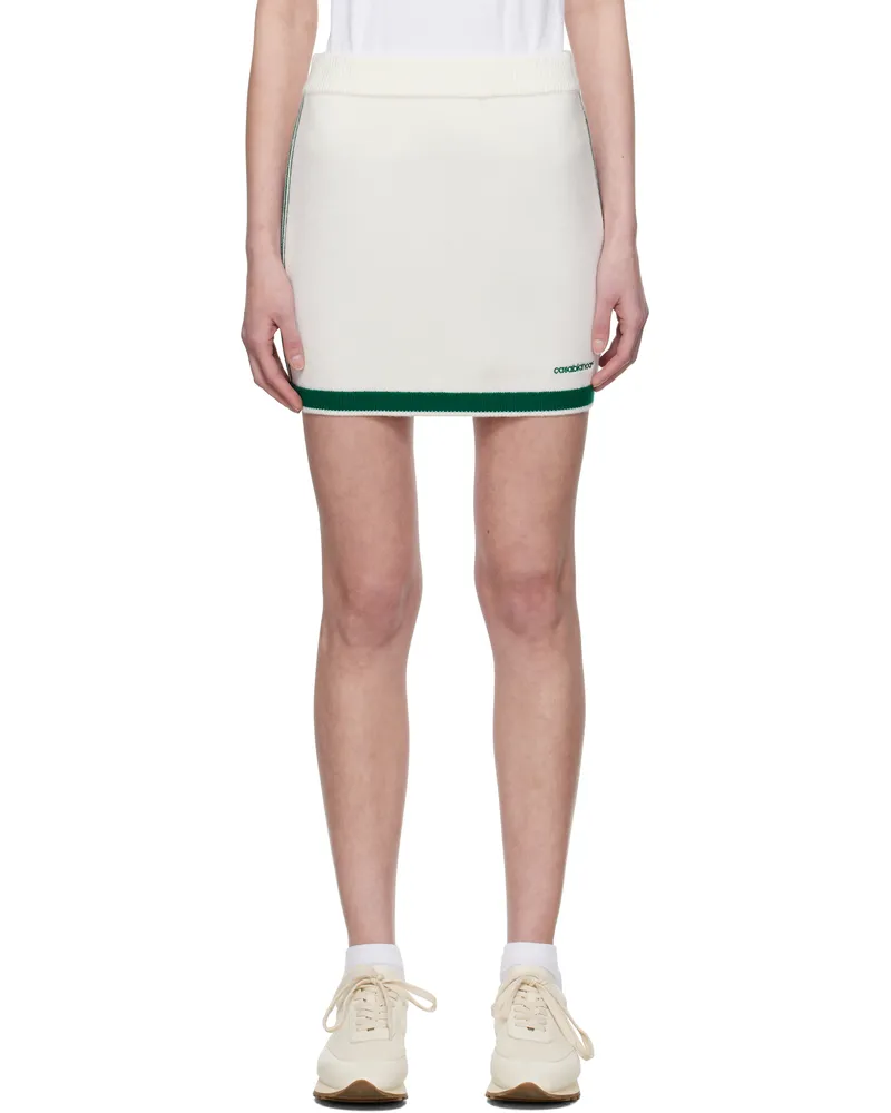 Casablanca Paris Off-White & Green Knit Tennis Miniskirt White
