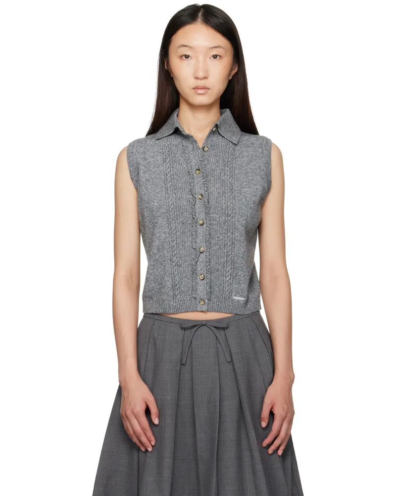 SHUSHU/TONG Gray Sleeveless Cardigan Gr100