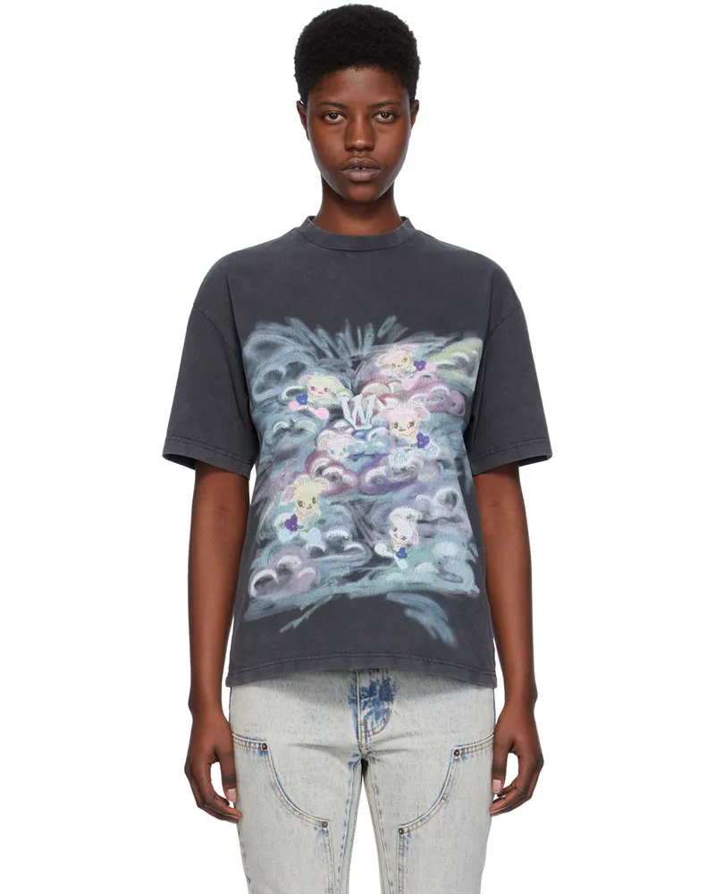 WE 11 DONE Black Printed T-Shirt Black