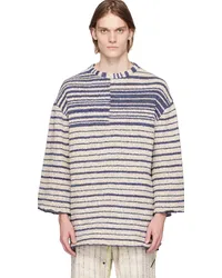 VITELLI SSENSE Exclusive Off-White & Blue Sweater Grain