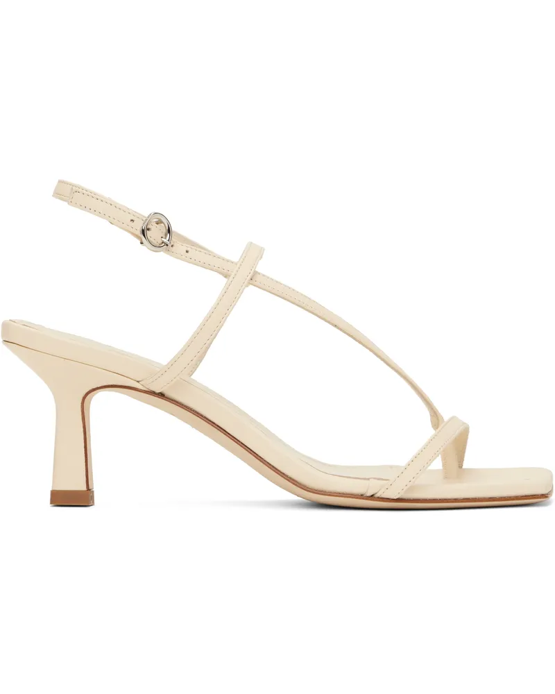 aeyde Off-White Elise Leather Toe-Post Heeled Sandals Creamy