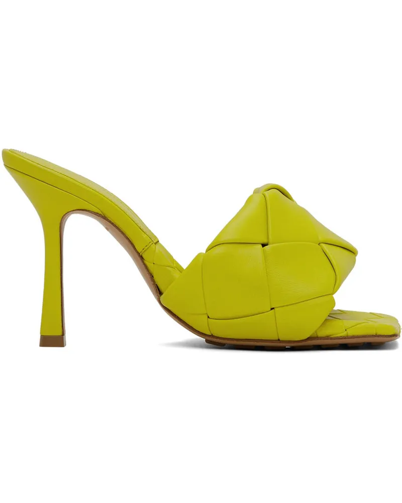 Bottega Veneta Yellow Maxi Intreccio Lido Heeled Sandals 7278
