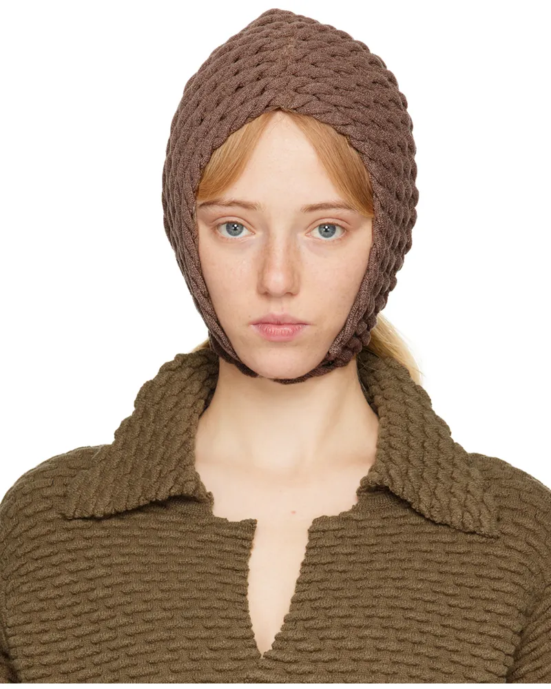 Isa Boulder Brown Cable Balaclava Yam