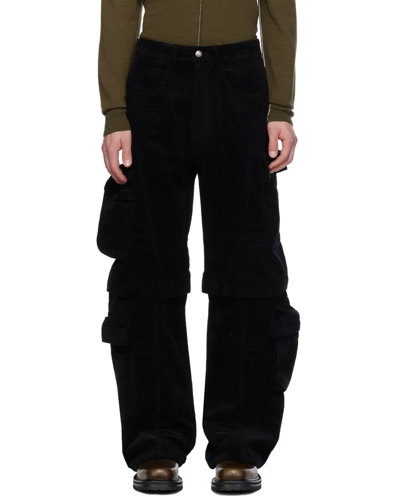 Andersson Bell Black Milano Corduroy Cargo Pants Black
