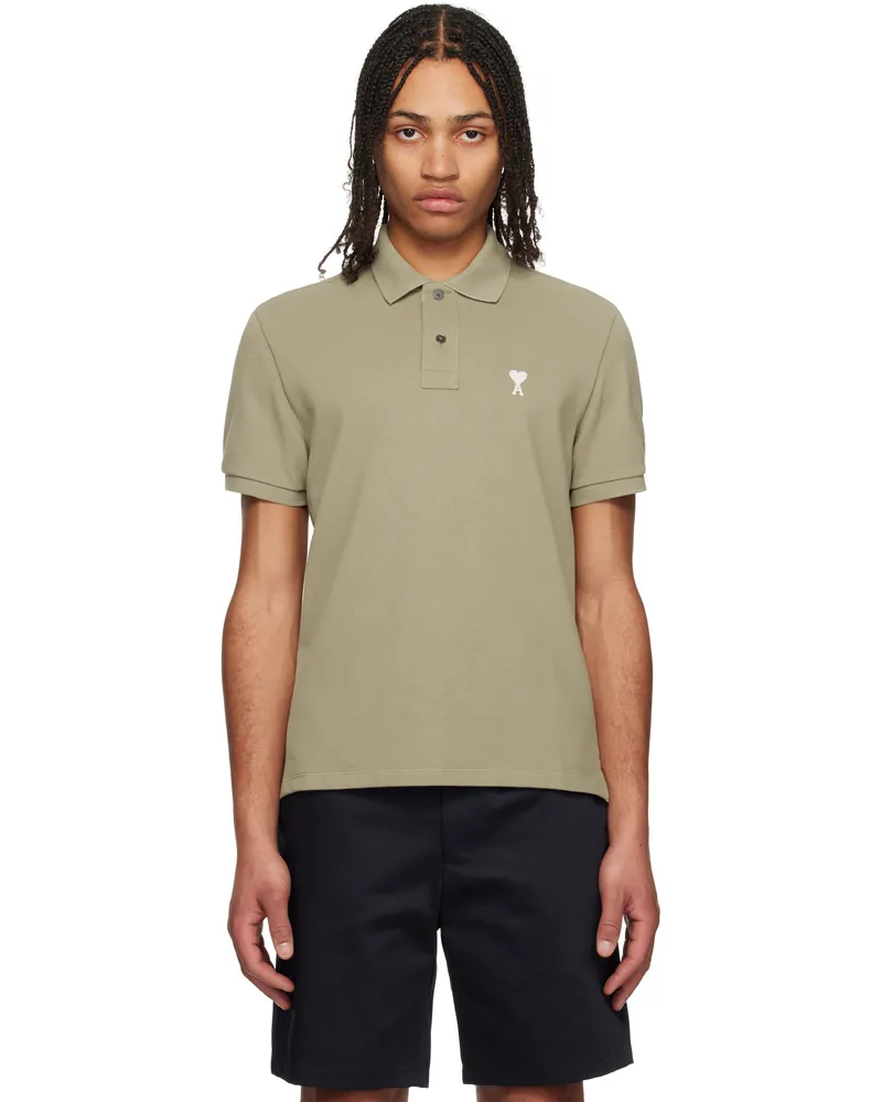 AMI Paris Tan Cotton Ami de Coeur Polo 375