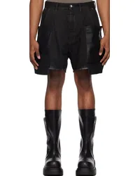 Rick Owens Gray & Black Stefan Denim Shorts Dark