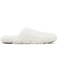 Yves Salomon Off-White Merinos Curly Lamb Slippers Ameringue