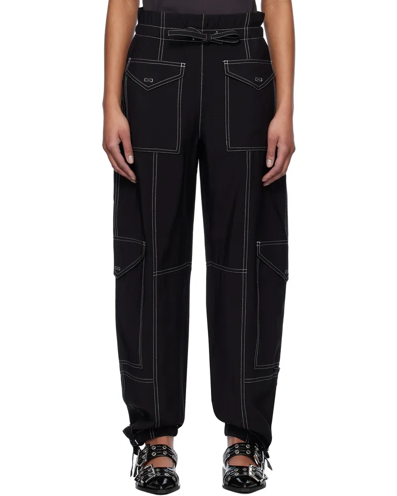 Ganni Black Light Slub Pocket Trousers 099