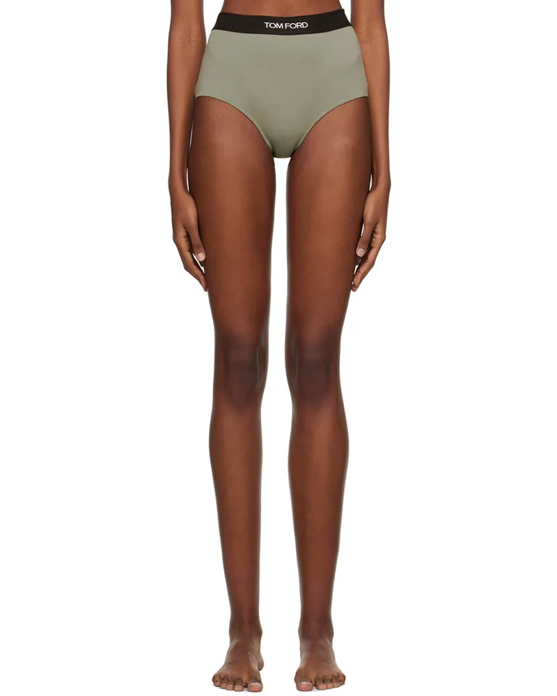 Tom Ford Green Jacquard Briefs Fg916