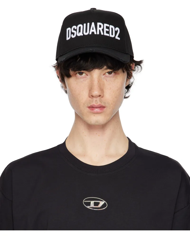 Dsquared2 Black 'Dsquared2' Technicolor Baseball Cap Black+white