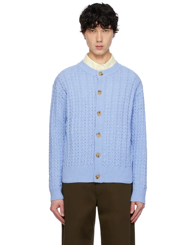 AFTER PRAY Blue Ernest Cable Knit Cardigan Sky