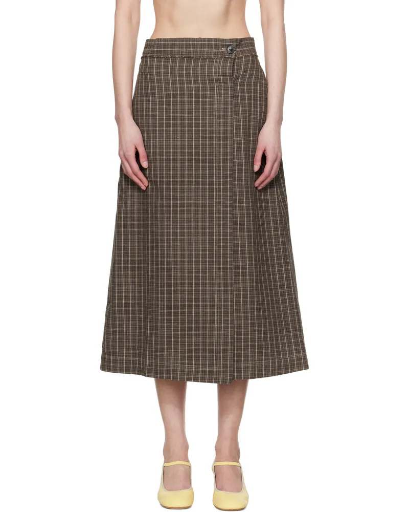 Mfpen Brown Classic Wrap Midi Skirt Brown