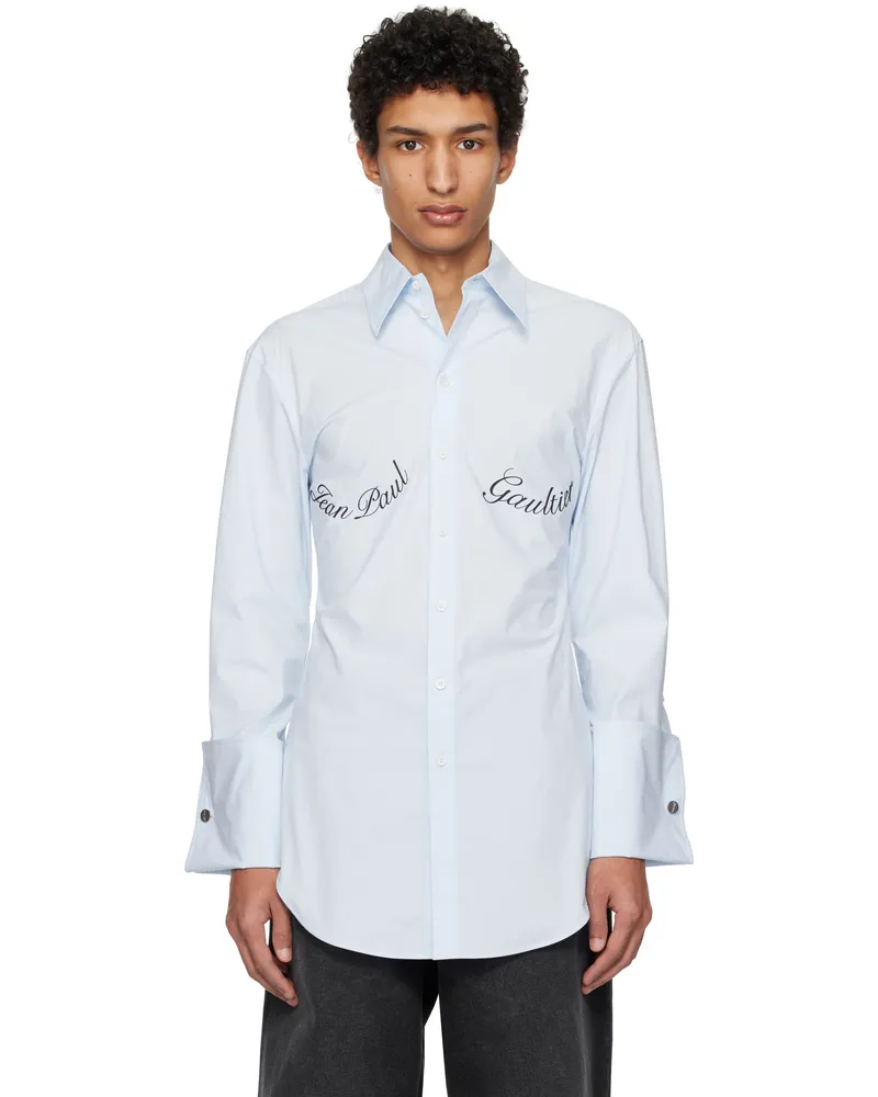 Jean Paul Gaultier Blue 'The Jean Paul Gaultier Print' Shirt 52-babyblue