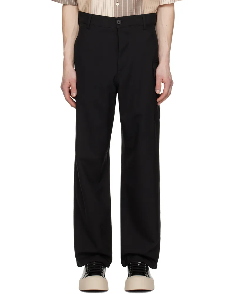 Marni Black Straight-Leg Cargo Pants Black