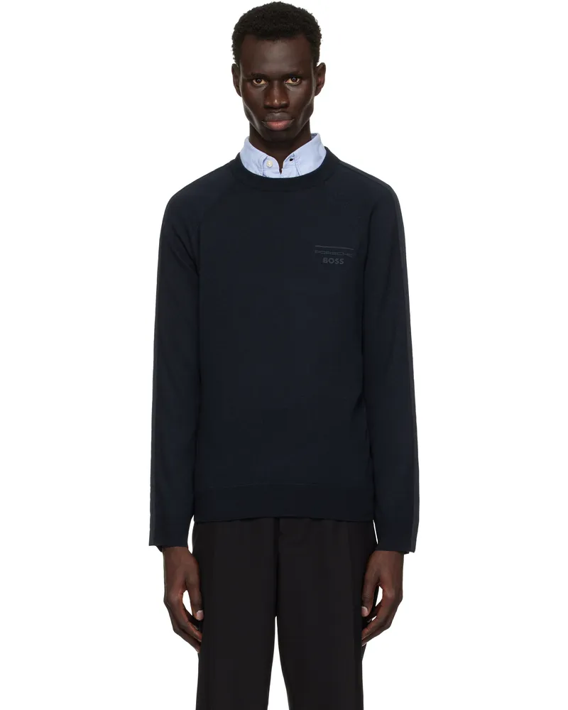 HUGO BOSS Navy Porsche Edition Logo Sweater 404-dark