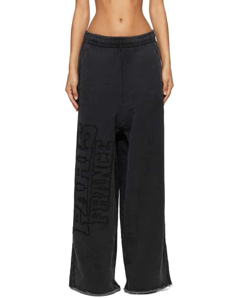 VETEMENTS Black 'Paris' XXXL Sweatpants Washed