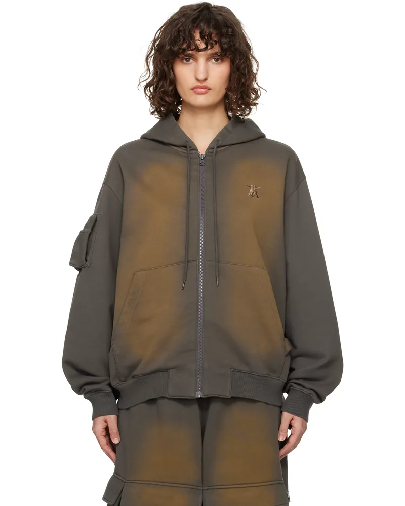 OPEN YY Gray Pocket Washed Box Hoodie Charcoal