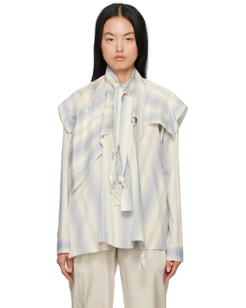 Christophe Lemaire Blue & Off-White Asymmetrical Blouse Powder