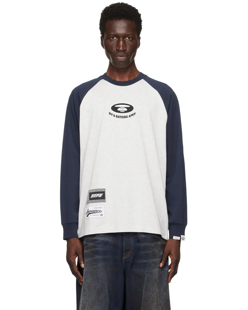 AAPE by A Bathing Ape Gray & Navy Main T-shirt Wh2