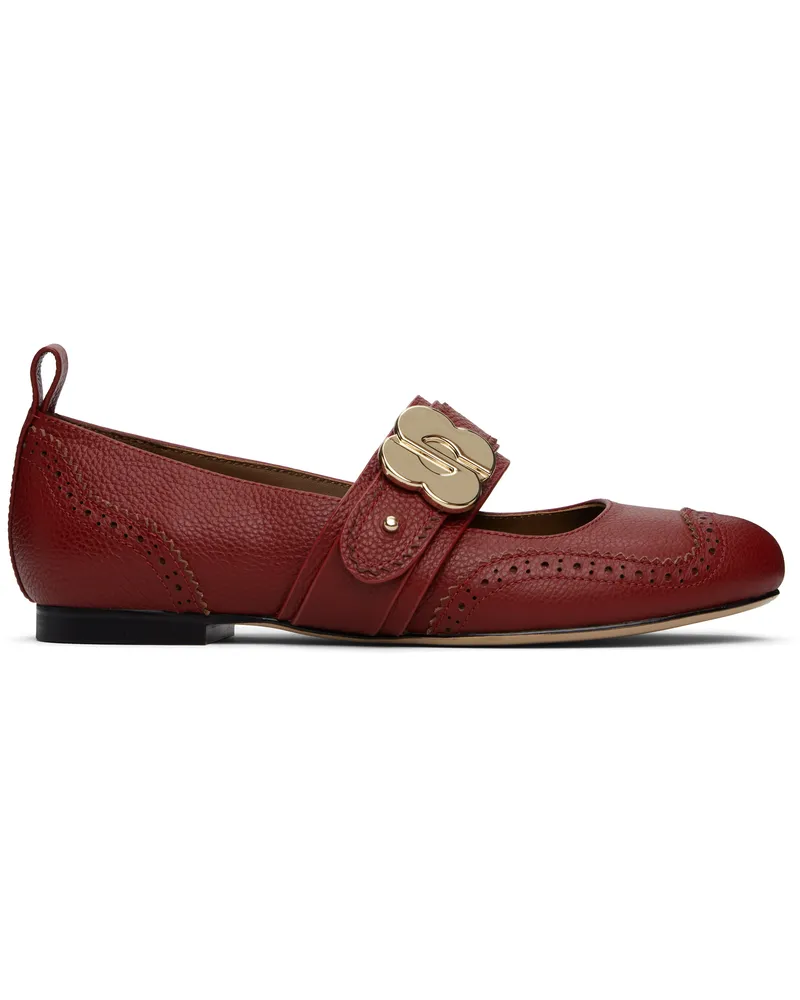 SHUSHU/TONG Red Round-Toe Ballerina Flats Dr100