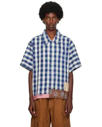 STORY mfg. Blue & White Uniform Shirt Gingham