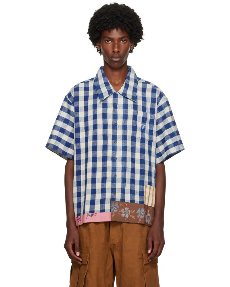 STORY mfg. Blue & White Uniform Shirt Gingham