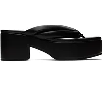 Black Padded Leather Heeled Sandals