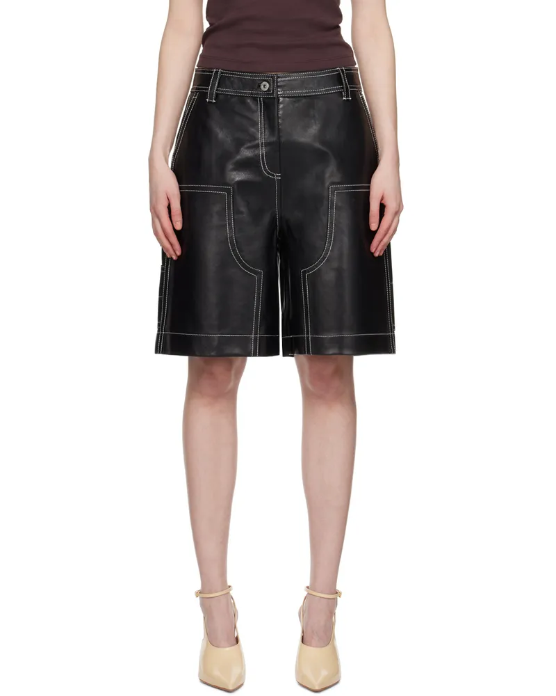 STAND Black Rue Leather Shorts Black