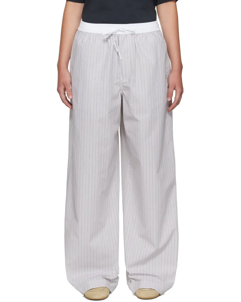 Acne Studios White & Brown Striped Heavy Poplin Trousers Bph