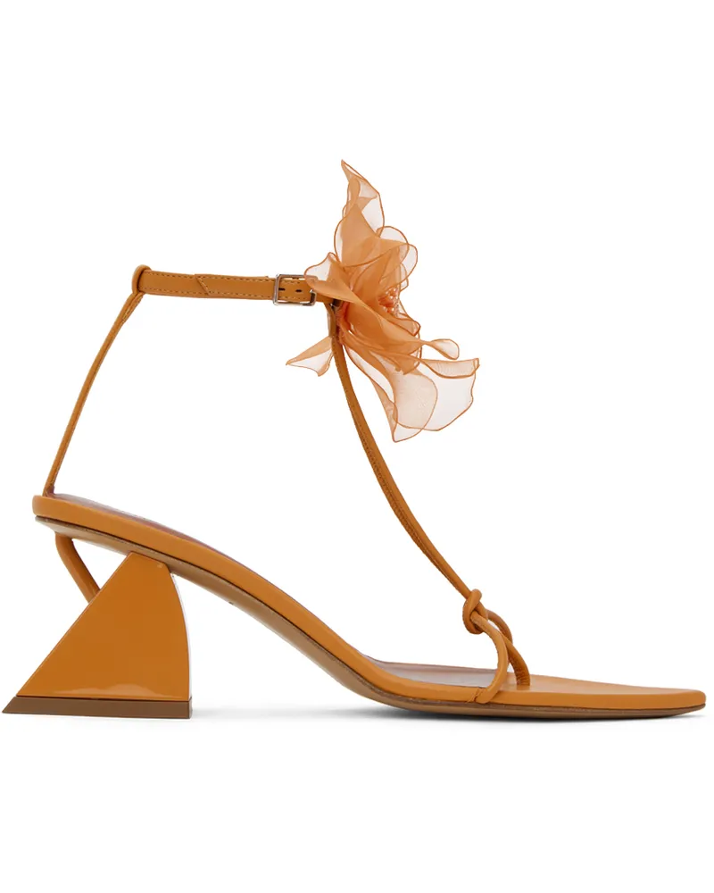 Nensi Dojaka Orange Floral Sandals Orange