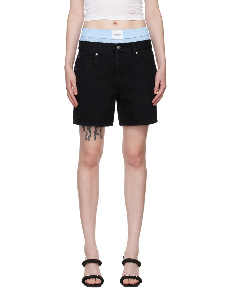 Alexander Wang Black Pre-Styled Denim Shorts Washed