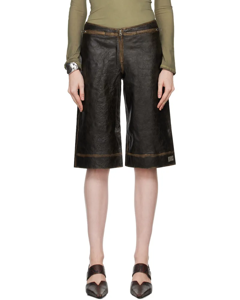Charlotte Knowles Brown SLK Leather Shorts Brown