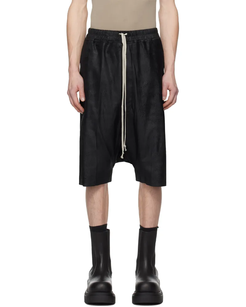 Rick Owens Black Hollywood Rick's Pods Leather Shorts 09
