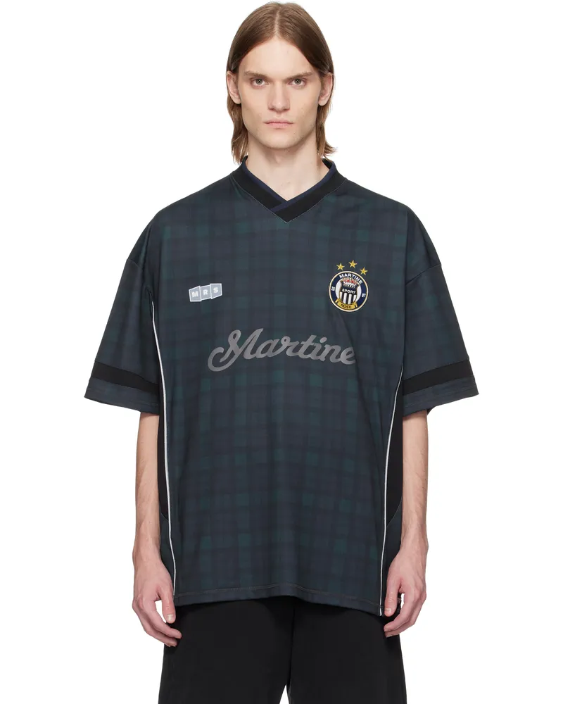 Martine Rose Navy & Black Football Jersey Blk