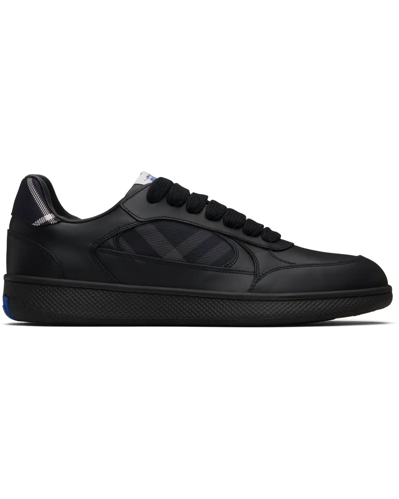 Burberry Black Leather & Check Terrace Sneakers Black