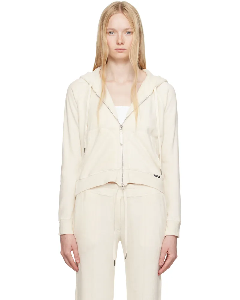 Tom Ford Off-White Terrycloth Zip Hoodie Jb104