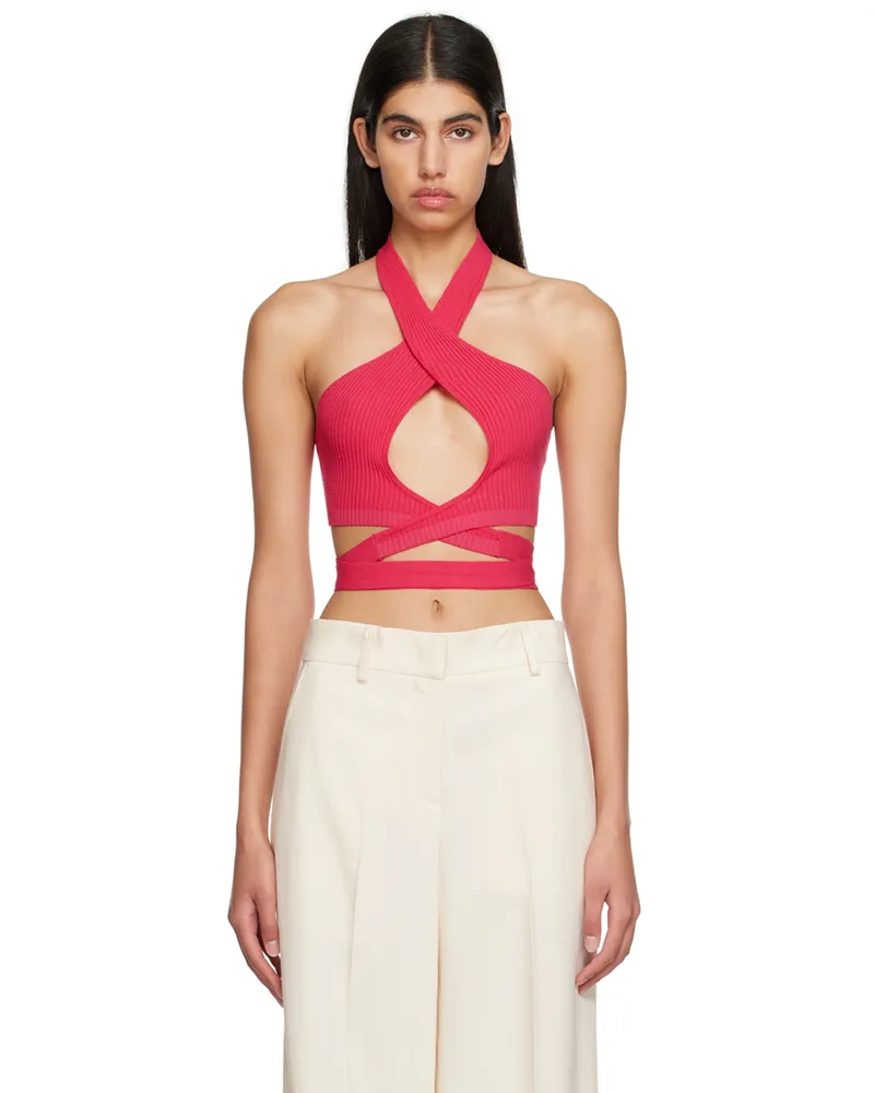 MSGM Pink Wrap Tank Top 14