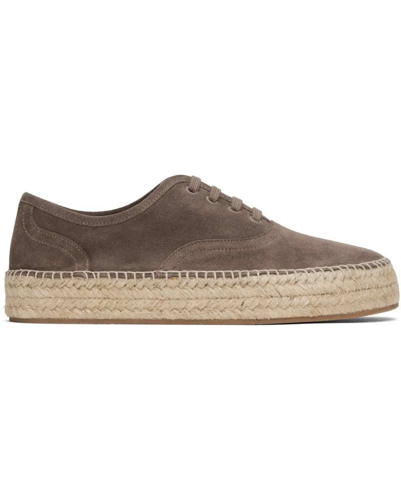 J.W.Anderson Brown Suede Lace-Front Platform Espadrilles 190