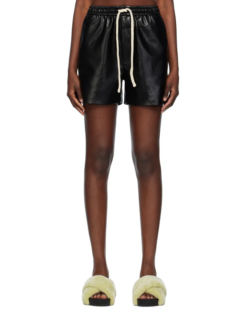 Nanushka Black Maurine Vegan Leather Shorts Black