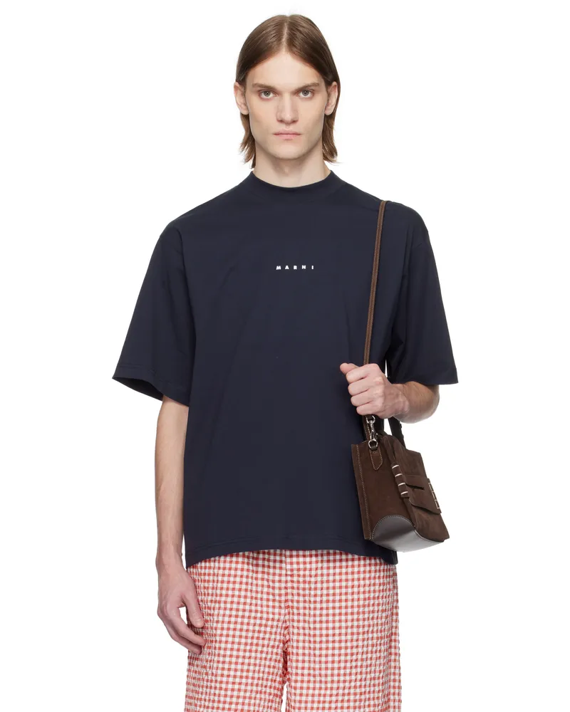 Marni Navy Mini Logo 'Marni' T-shirt Lob99