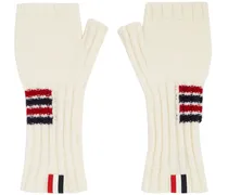 White 4-Bar Fingerless Gloves