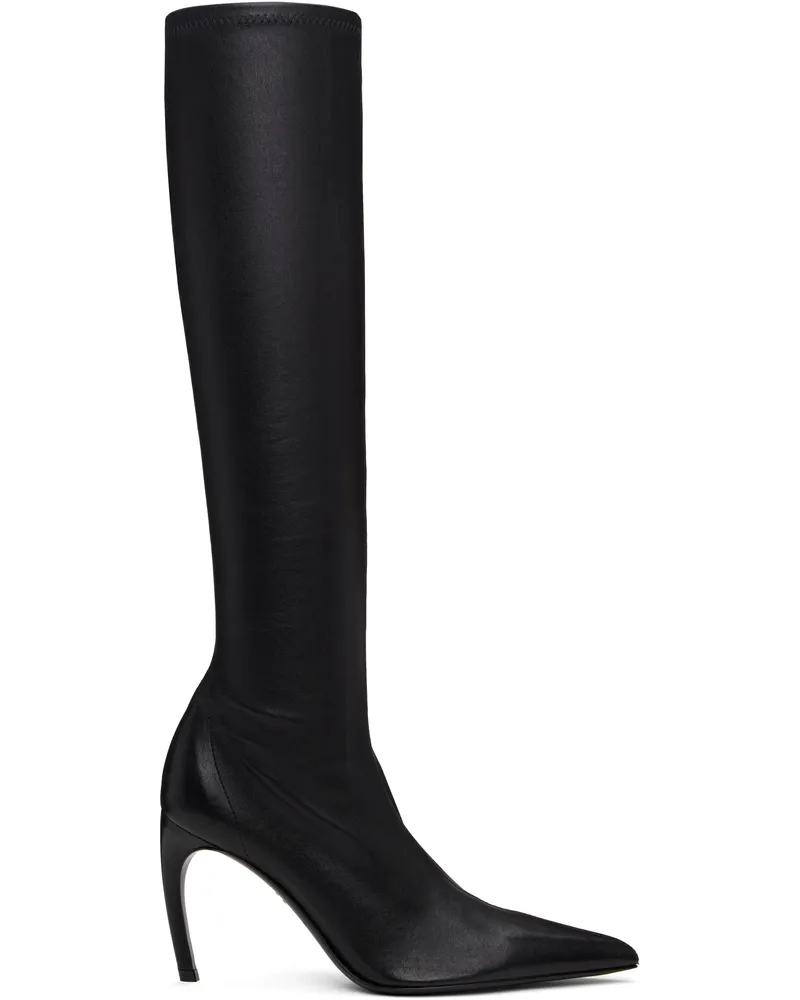 Ferragamo Black High Nappa Stretch Boots 006