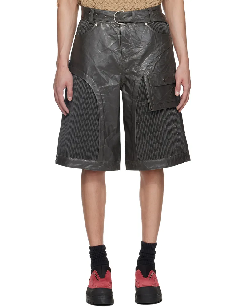 Andersson Bell Gray Sunbird Faux-Leather Shorts Grey