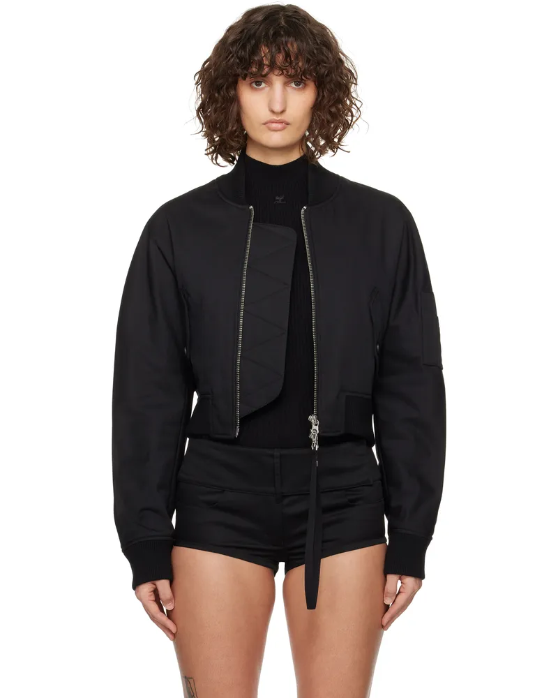 Courrèges Black Cropped Scuba Bomber Jacket 9999